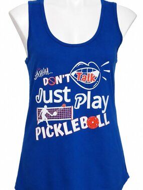 NEW medium Pickleball shirt. Womens blue cotton tank top Outdoor Sporty Athletic